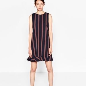 Zara Trafaluc Collection Navy Striped Dress L